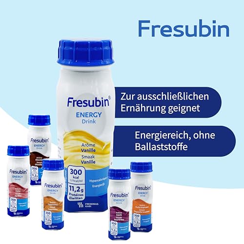 Fresubin Energy Drink - Mischkarton Hochkalorische Trinknahrung von Fresenius Kabi in 6 Geschmacksrichtungen, 300 kcal pro Flasche (200 ml (24er Pack), Mischkarton)