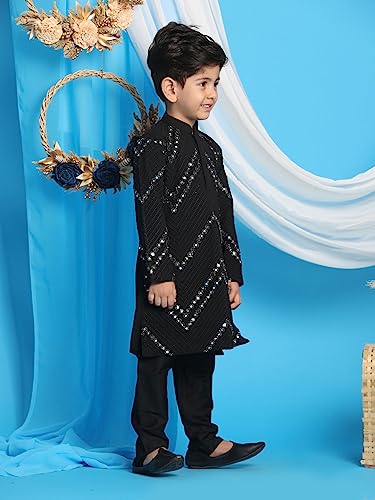 Image of VASTRAMAY Boys' Kurta Pyjama Set | Georgette Kids Ethnic Festive Outfit | Traditional Outfit