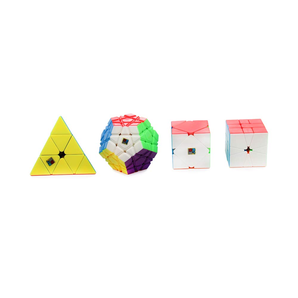 Cubelelo Moyu Meilong Gift Box (Stickerless) Speed Cube Magic Puzzle | 4-Pack Speedcube Bundle with Pyraminx, Square-1, Skewb & Megaminx | Ultimate Brain Teaser for Kids & Adults