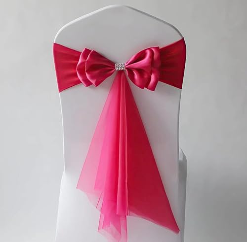 Miniatura 13 de 6Pcs Stretch Satin Chair Sashes Bows Chair Bands Decor for Hotel Wedding Reception Party Event Chair Cover Decoration Gold