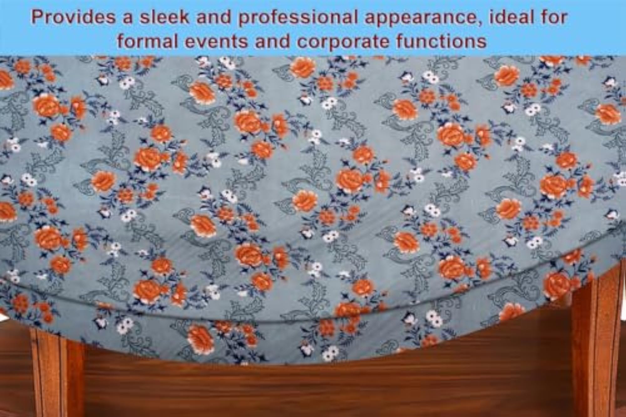 Elastic Oval Center Table Cover with Floral Pattern