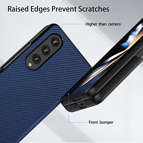 Cresee for Samsung Galaxy Z Fold 4 Case, with Magnetic Hinge Protection, Thin Hard PC + PU Protective Cover for Galaxy Z Fold4 (2022) Blue