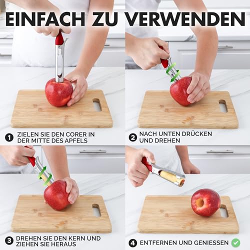 Zulay Kitchen Premium Apfelentkerner - Durable Apfelentkerner Remover aus Edelstahl, Apfelausstecher für birnen, paprika, fuji, honeycrisp, gala & pink lady äpfel - Edelstahl Apfelausstecher 6