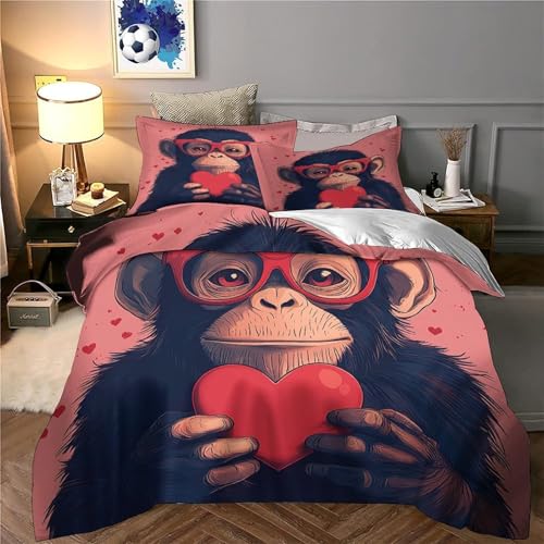 Parure de lit singe à lunettes housse de couette microfibre 135x200