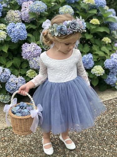 Image of 2Bunnies Girl Peony Lace Back A-Line Straight Tutu Tulle Party Flower Girl Dress