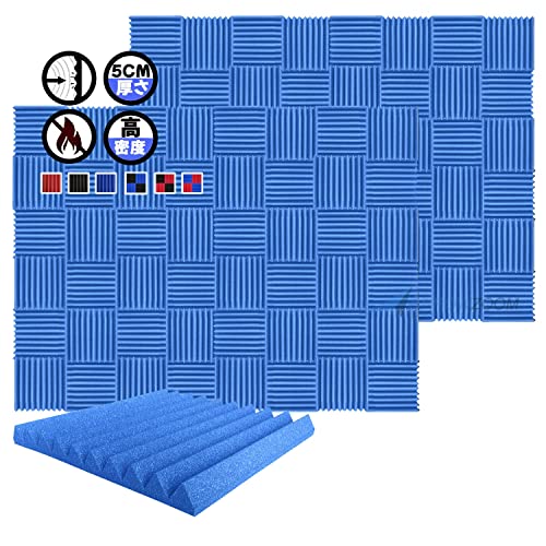 Arrowzoom スーパーダッシュ 新しい 96 ピース 防音 遮音 密度26㎏/m3 作品 吸音材 楽器 緩衝材 防音材 音響泡断熱治療 消音 超強力 騒音 スタジオ 吸音材質 室内装飾 防音対策 500x500x50 mm 縮状態出荷 スタジオレコーディング wedge タイルパネルウェッジサ SD1134 青