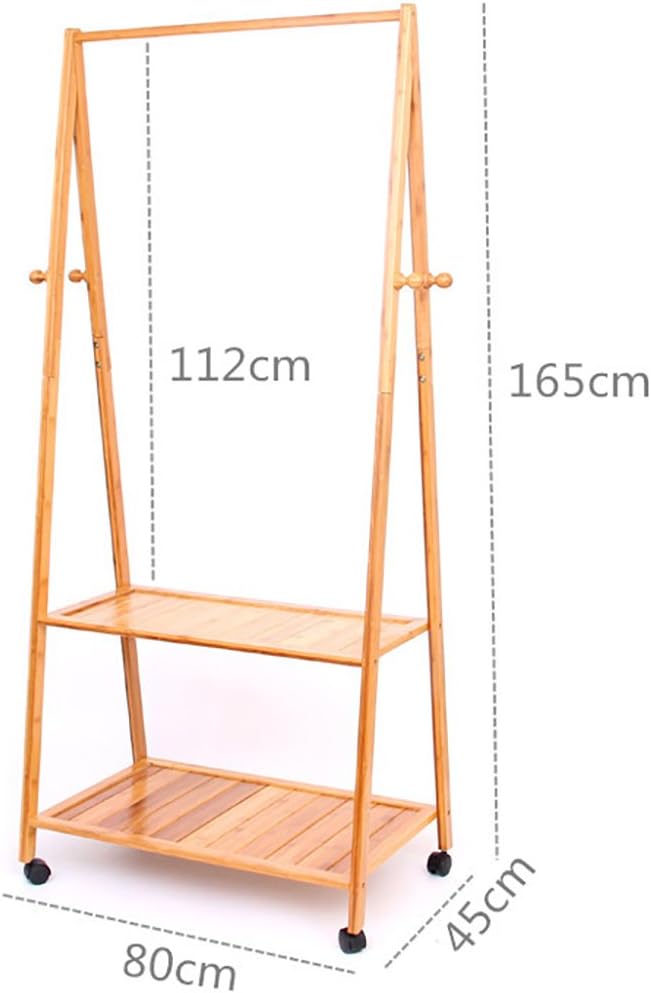 Solid wood Multi-purpose Clothes Coat Stand Shoes Rack/Free Standing Coat Rack Light Wood Portable Coat Rack Tower (Size : 80 * 45 * 165cm)