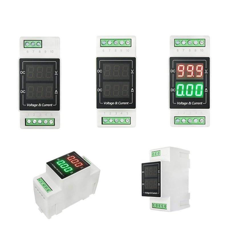 YB103VA DC Voltmeter Ammeter Din Rail Digital Voltage Current Meter LED Test Tool 12 Volt Amp Gauge Tester Dual Display Detector(ISO PW DC4-24V,DC50A(75mV))