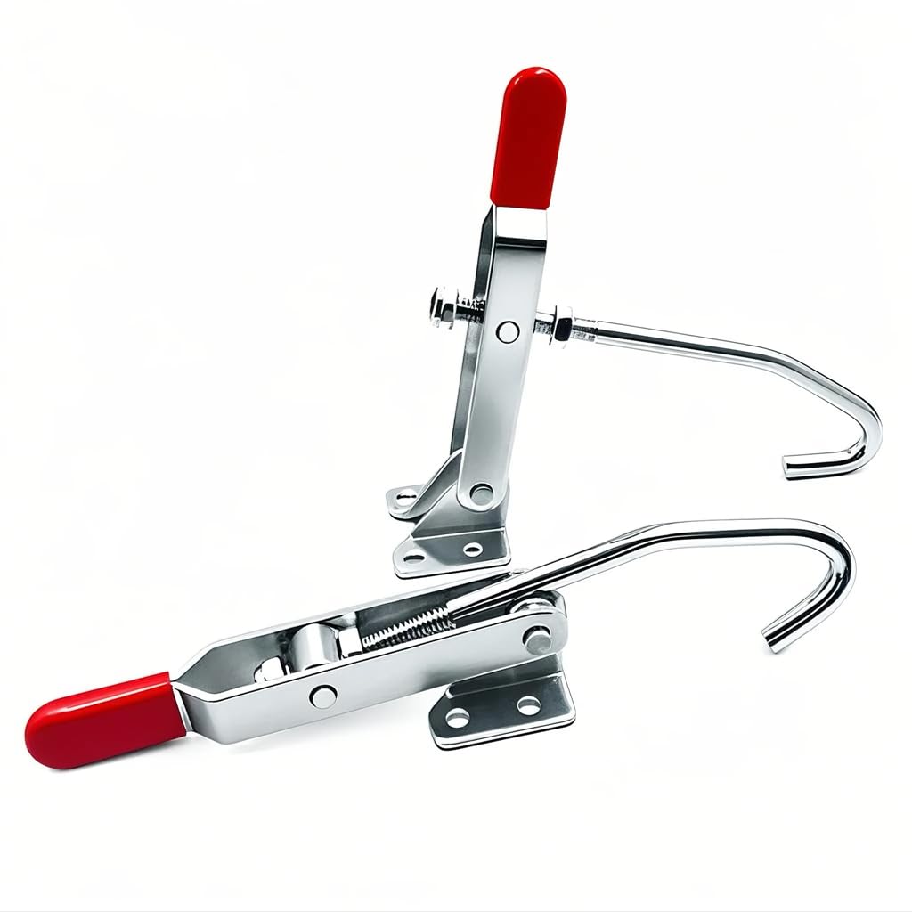 KangTeer J Hook Type Toggle Clamp 2pcs 170kg/375 lbs Holding Capacity Quick Holding Draw Latch Action Toggle Clamp Pull Hook Type (451)