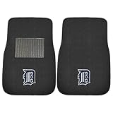 FANMATS 10750 Detroit Tigers 2-Piece Embroidered Team Logo Car Mat Set, Front Row Automotive Floor Mats