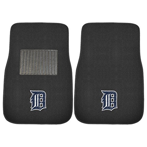 FANMATS 10750 Detroit Tigers 2-Piece Embroidered Team Logo Car Mat Set, Front Row Automotive Floor Mats