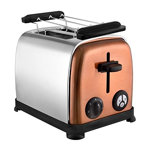 Team Kalorik Tostadora de 2 ranuras, Soporte para calentar panecillos incluido, Cajón recoge-migas integrado, 800 W, Plateado/Cobre, TKG TO 1050 CO
