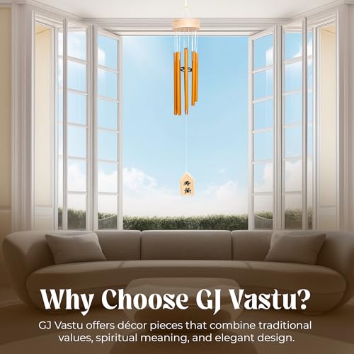 Image of GJ Feng Shui Wind Chimes for Home & Balcony | 6 Rod Golden Wind Chime for Positive Energy & Vastu | Wind Chimes for Living Room, Bedroom & Door | Home Decor Hanging with Pleasant Sound