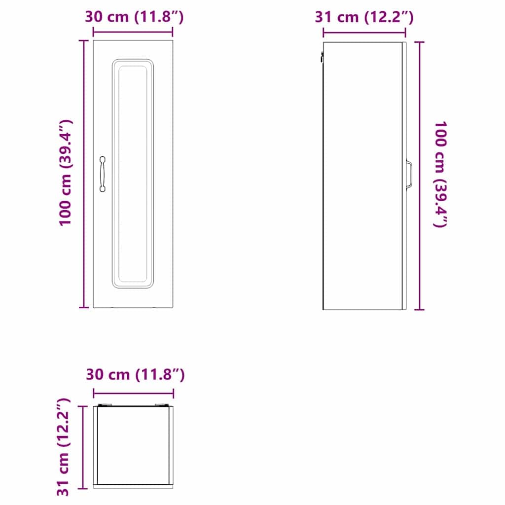 Küchenschrank Kalmar Weiß Holzwerkstoff 30 x 31 x 100 cm Innenbereich Stauraum Schrank mit geräumigem Design für Küche und Aufbewahrung von Kochutensilien