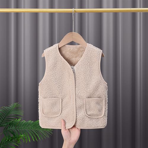 Fleece Vest for Toddler Baby Boys Girls Kids Unisex Thick Warm Sherpa Outwear Fall Winter Sleeveless Zip Up Waistcoat4