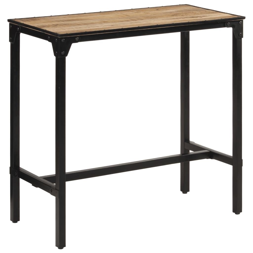 Set da bar da 5 pezzi in legno di mango grezzo e metallo con 1 tavolo da bar 110x55x107 cm e 4 sgabelli da bar imbottiti, set di mobili da pranzo moderni per cucina soggiorno famiglia ospiti