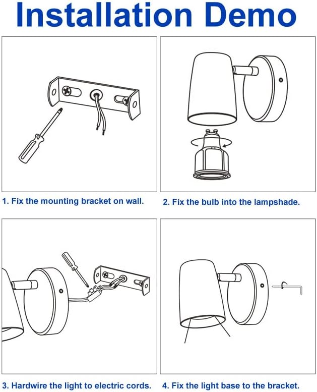 Modern 5W Bed Headboard Lighting LED Light Fixture Picture Light for Painting Artwork Adjustable Surfaced Mount GU10 Bulb Replaceable White
