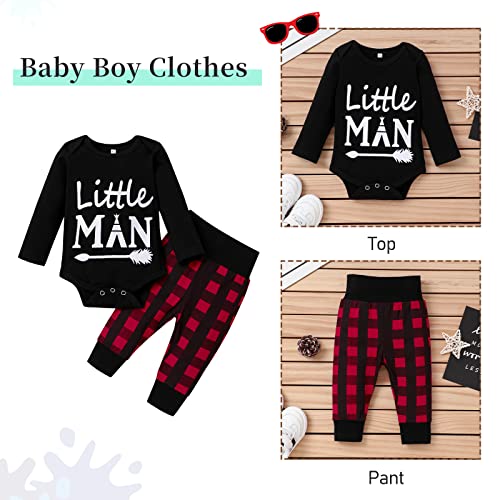 TUEMOS Newborn Infant Baby Boy Clothes Letter Print Romper Pants Set Hat 3PC Outfits Set2