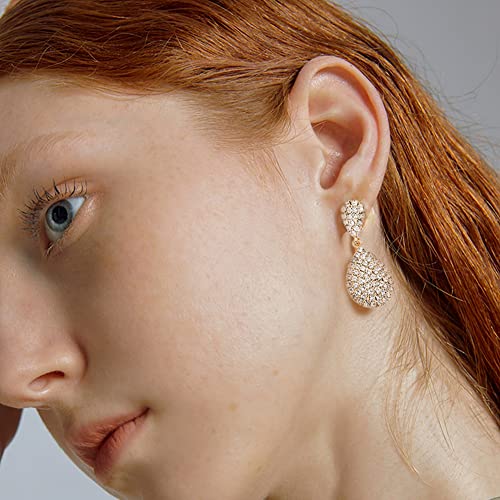 MagiDeal Wedding Earrings Gold Plating Teardrop Dangle Earrings3