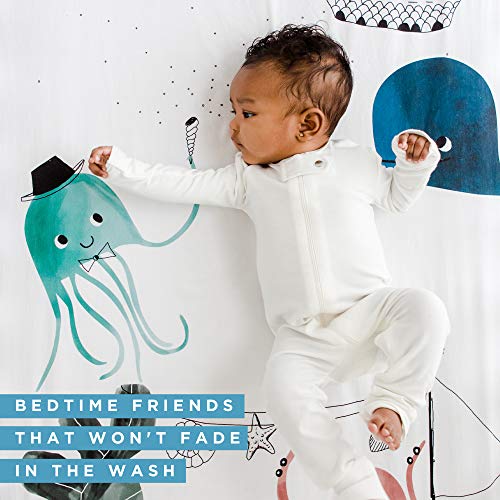 Rookie Humans 100% Cotton Sateen Fitted Crib Sheet: Underwater Love. Complements Modern Nursery, Use As A Photo Background For Your Baby Pictures. Standard Crib Size (52 X 28 Inches) (Cotton Sateen) #TOP5