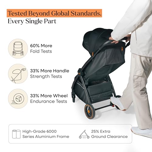 Image of Loopie Stroller with Gate Chec Bag | Mosquito Net | 1 Hand Fold Cabin Friendly Compact Foldable Stroller for 0-4 Years with Adjustable Seat | Sleeping Position | 360 Wheels | 1 Year Warranty | Maroon