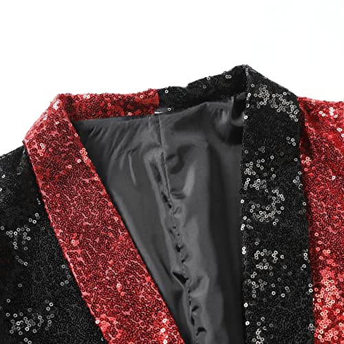 Mens Sequin Blazer Glitter Sparkly Color Block Sport Coat Wedding Cocktail Party Formal Slim Fit Suit Jacket3