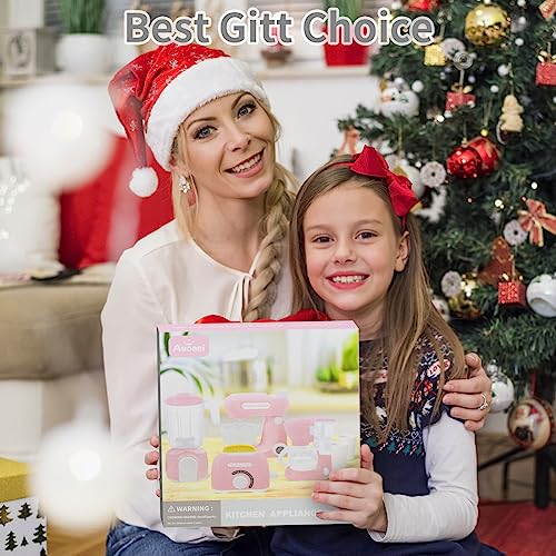 Kitchen Appliances Toys, Toy Kitchen Set for Kids Play Kitchen Accessories Set, Blender, Coffee Maker Machine, Mixer and Toaster. Girls Toys Ages 4-8