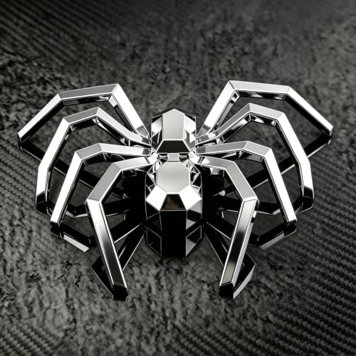 Image of 3D Spider Chrome Emblem Badge Sticker Decoration for Car, Truck, Motorcycle, RV, Scooter, SUV, Door, Window (Upgrad Silver Color)
