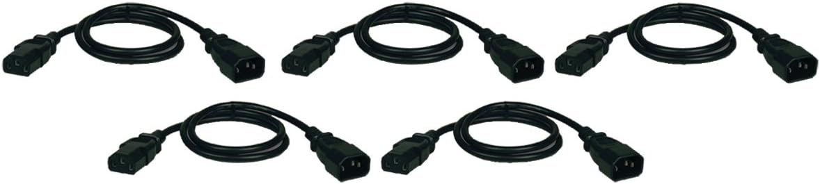 Tripp Lite 5-Pack of 2-ft. Standard Computer Power Extension Cords 10A, 18AWG IEC-320-C14 to IEC-320-C13P004-002-5