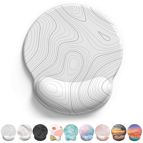 Image of eulps Mouse Pad with Wrist Rest, Comfortable Computer Mousepad with Gel Wrist Support Smooth Surface and Non-Slip PU Base for Pain Relief, Laptop, Office & Home (White Line)