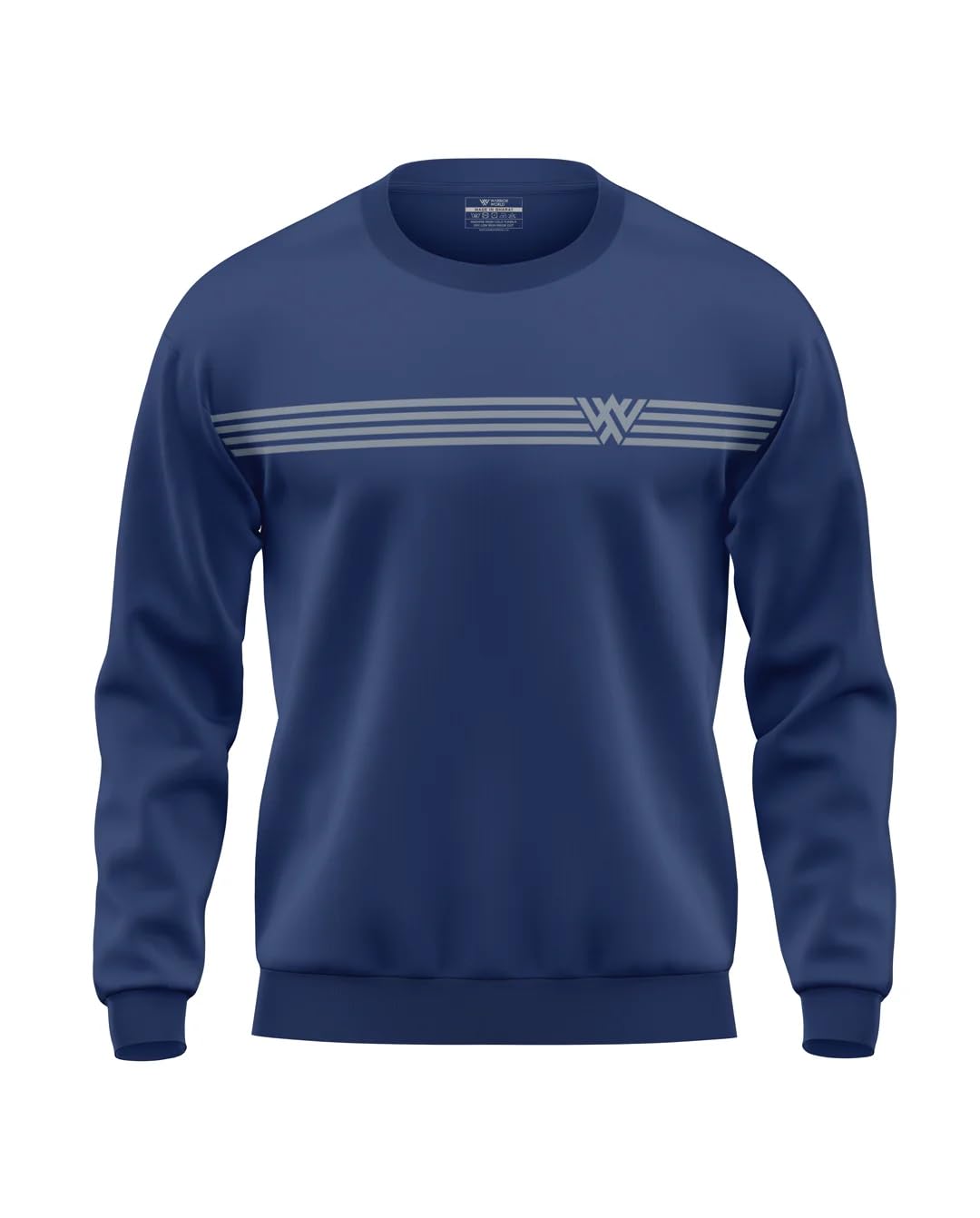 warriorworld Men's Cotton Sweatshirt | Minimalist Stripe Logo Print | Crewneck Pullover | Tech-Inspired Winter Wear | Soft & Stylish-picture-19