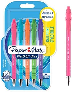 Paper Mate Flexgrip Ultra Retro długopis przyciskowy | końcówka medium (1,0 mm) | niebieski atrament | 5 sztuk