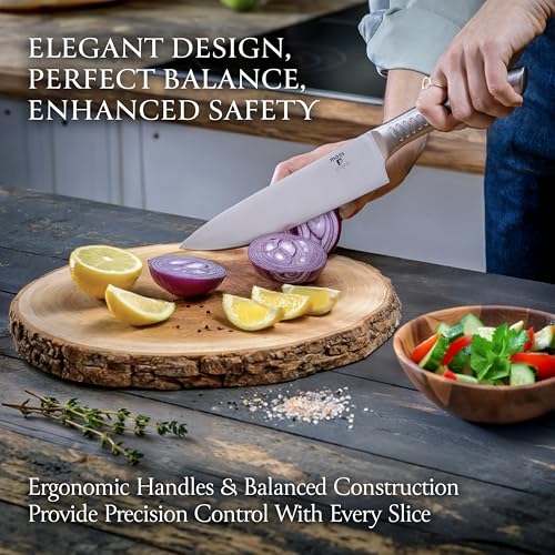 Image of Moss & Stone Small 6 Pcs Kitchen Knife Set with Block, Stainless Steel