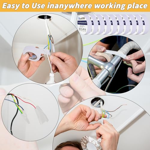 Image of Oleitodh 50 Rolls White Electrical Tape Bulk 3 /4 Inch x 66ft, Waterproof Vinyl Electrical Tape High Temp Insulation Tape for Electrical Protection Home Outdoor Electrical Insulating Wire Wrapping