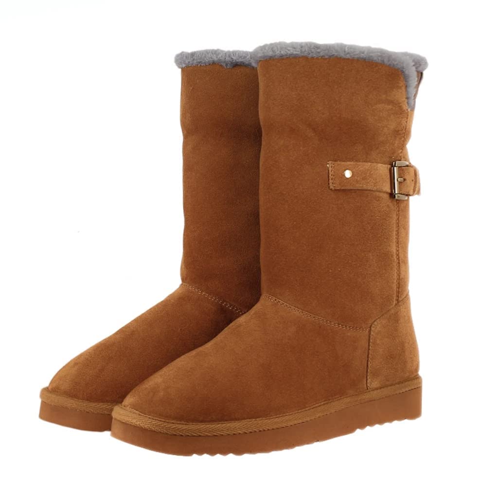 Saint G.Saint G Womens Buckle Decorative Black Suede Leather Snug Boots