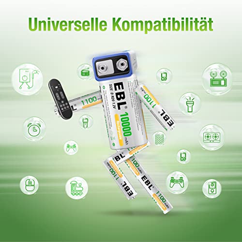 EBL AAA Akku 1100mAh 8 Stück - wiederaufladbare Batterien AAA, Typ NI-MH Batterien, geringe Selbstentladung mit Akkubox… – Bild 7