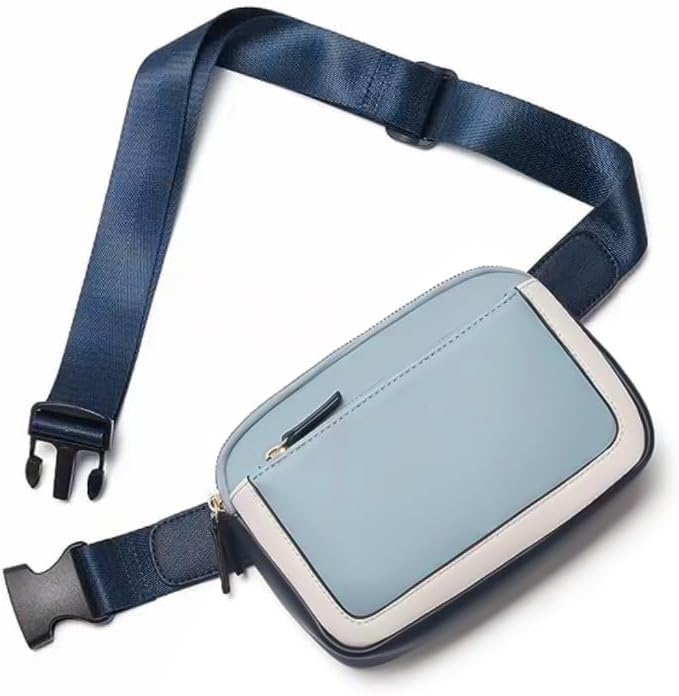 Belt Bag for Women, Mini Everywhere Crossbody Waist Bag Adjustable Strap, PU Leather Women's Fanny Pack (Blue)
