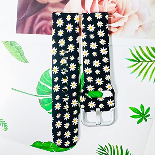 XINGMALY Replacement Compatible with IDW13 IDW16 IDW19 IDW17 Smartwatch Bands, 22mm Soft Silicone Pattern Floral Strap Bands for Faweio IDW13 Watch (Styles C)