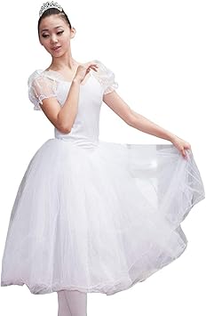 Amazon バレエレオタード レディース バレエレオタード 大人 3タイプ ふわふわスカートステージ衣装 レディース リトルスワン 半袖 バレエ形体服 練習用 競技着 白 レオタード ドレス バレエ練習着 大人 Yorkfine バレエ
