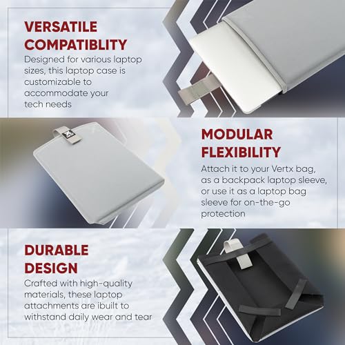 Vertx ​​Modular Laptop Sleeve Insert for Backpack, Bag Organization, Hook and Loop Attachment3