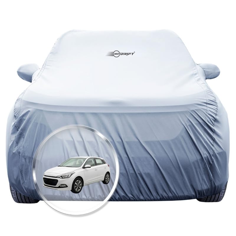 Image of NEODRIFT 'SilverTech' Car Cover for Hyundai i20 (All Weather Protection, 100% Water-Resistant, Tailored Fit, Precision-Fit & Breathable Fabric) (Colour: Silver) (Model: 2009-2014)