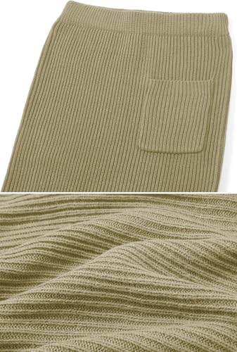 Image of ebossy Womens Ribbed Knit Sweater Outfits Casual Loose 2 Piece Turtleneck Pullovers Elastic Waist Maxi Skirt Sets