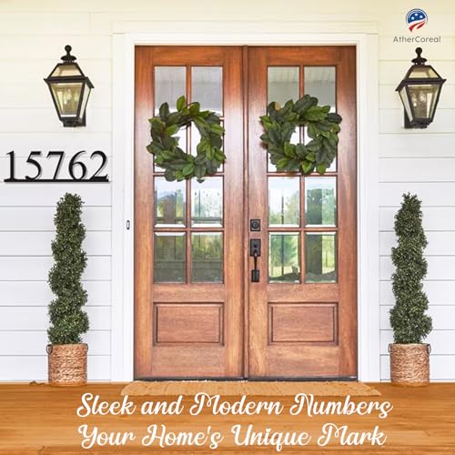 Image of House Numbers for Outside House Custom Metal Address Numbers Sign Rustproof | 14-Gauge Galvanized Steel Powder-Coated 3D Shadow Effect Installation Personalized Address Signs Plaque Multiple Colors Sizes