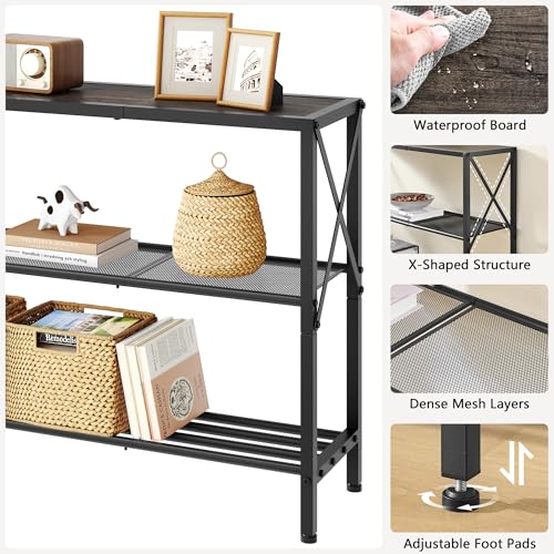 Image of Hoctieon Industrial Console Table, 3 Tier Entryway Table, Hallway Table, Narrow Sofa Table with Shelves, Entrance Table for Entryway, Living Room, Foyer, Hallway, Office, Grey