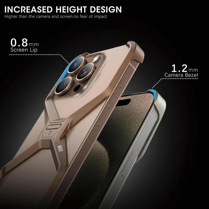 Image of Metal Aluminum Armor Case |Metal Frame Bumper (Desert Titanium, iPhone 14 Pro Max)
