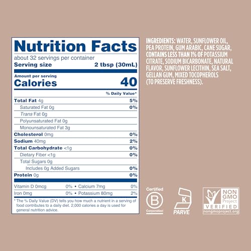 Image of Ripple Plant Based Milk, Half & Half, 8g Pea Protein, Calcium Rich, Shelf Stable Carton, Vegan, Non-GMO, Dairy, Soy, Nut, Gluten & Lactose Free, 32 Fl Oz, Pack of 6