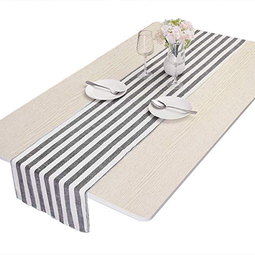 Nupuyai Stripe Table Runner for Party Wedding Decorative Table Runner for Home Dining Coffee Table 157cm Black