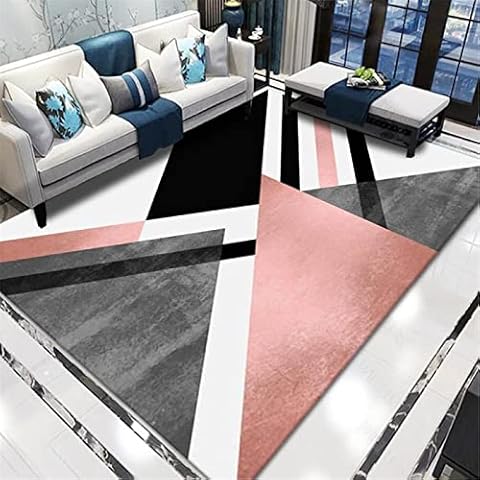 Kunsen sitting room accessories lounge accessories bedroom geometric rug pink grey black living room decor room floor mat big rugs living room accessories for home 50X80CM 1ft 7.7" X2ft 7.5" Cover