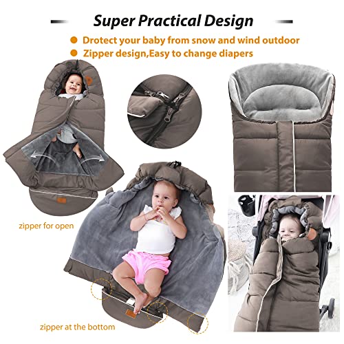 Image of LAT Baby Warm Bunting Bag Universal,Stroller Sleeping Bag Cold Weather,Waterproof Toddler Footmuff(Basic,Grey)