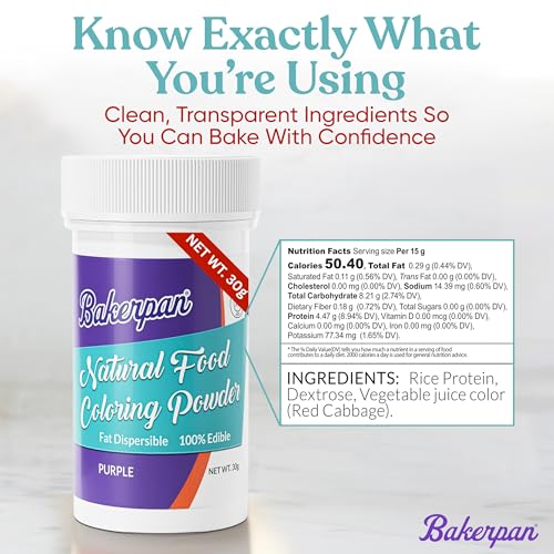 Image of Bakerpan Purple Food Coloring Powder for Baking - 30g Oil Based, Artificial Dye-Free, Plant-Based, Kosher, Gluten-Free - For Buttercream, Chocolate, Candy & Cakes